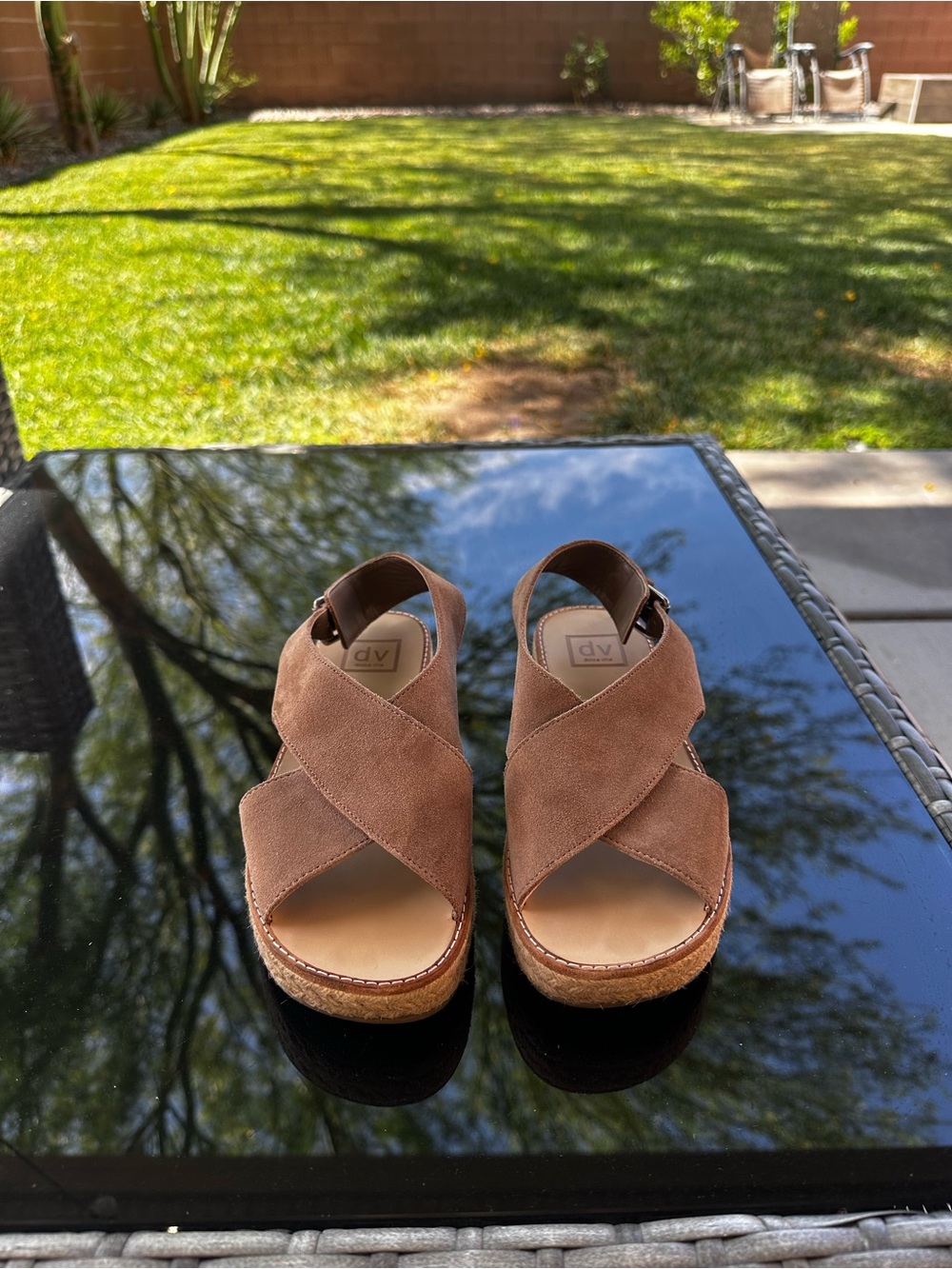 Dolce Vita Brown Suede Platform Sandals. Espadrille Wedge Sandals. Boho Summer.